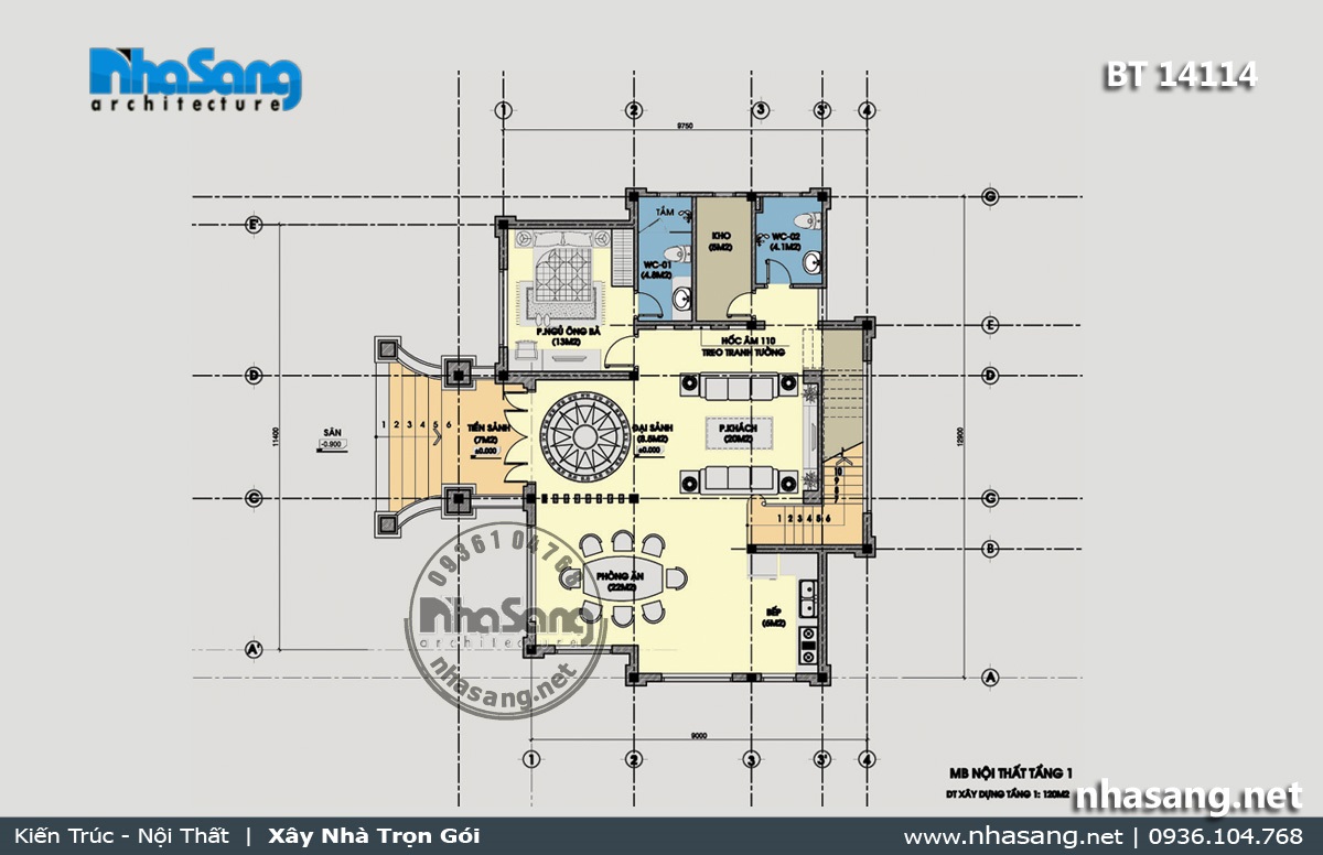 mẫu thiết kế nhà biệt thự tân cổ điển 2 tầng